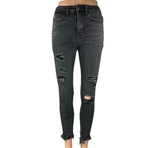 American Eagle Next Level Stretch Black Distressed Skinny Denim Jeans Size 4